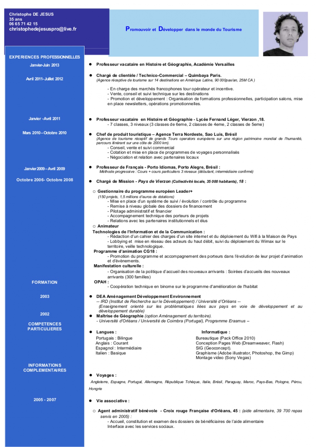 Exemple de CV conseiller en voyages