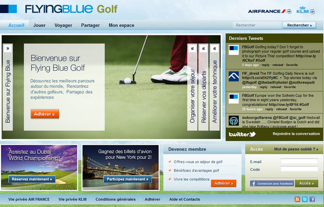 Air France-KLM lance un site Flying Blue Golf Air France-KLM lance un site Flying Blue Golf