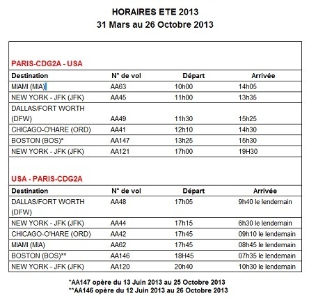 American Airlines adapte ses horaires aux passagers affaires pour l’Été 2013 American Airlines adapte ses horaires aux passagers affaires pour l’Été 2013