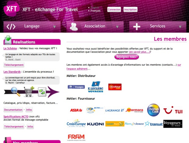 Créée il y 10 ans, l'association XFT regroupe de nombreux acteurs de l'industrie du tourisme et du voyage (tour-opérateurs, distributeurs, GDS, prestataires techniques...) Créée il y 10 ans, l'association XFT regroupe de nombreux acteurs de l'industrie du tourisme et du voyage (tour-opérateurs, distributeurs, GDS, prestataires techniques...)
