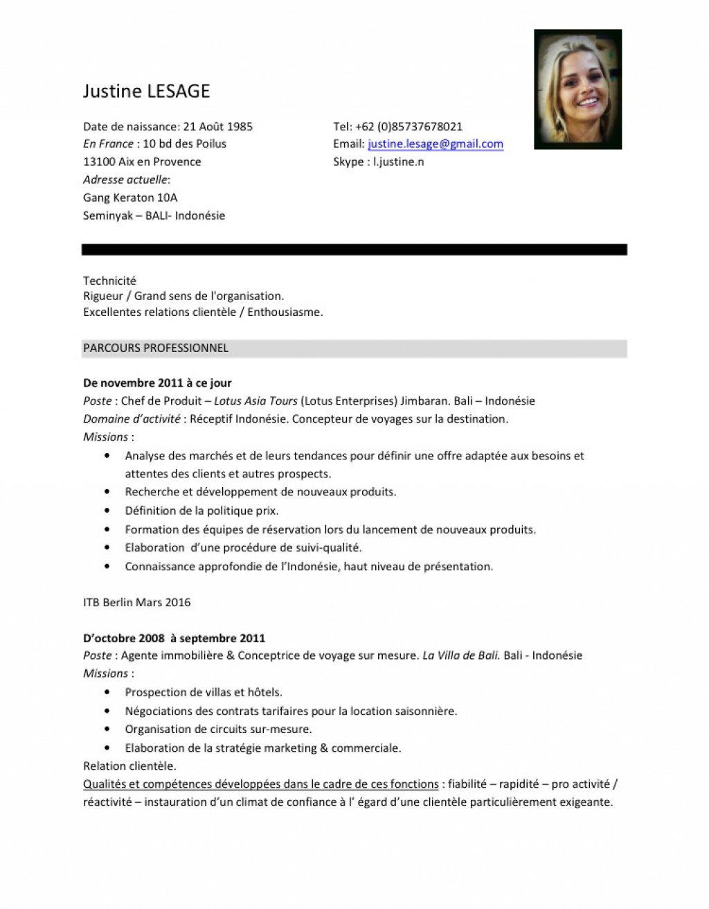 CV du Jour : Chef de produit Specialiste Indonesie
