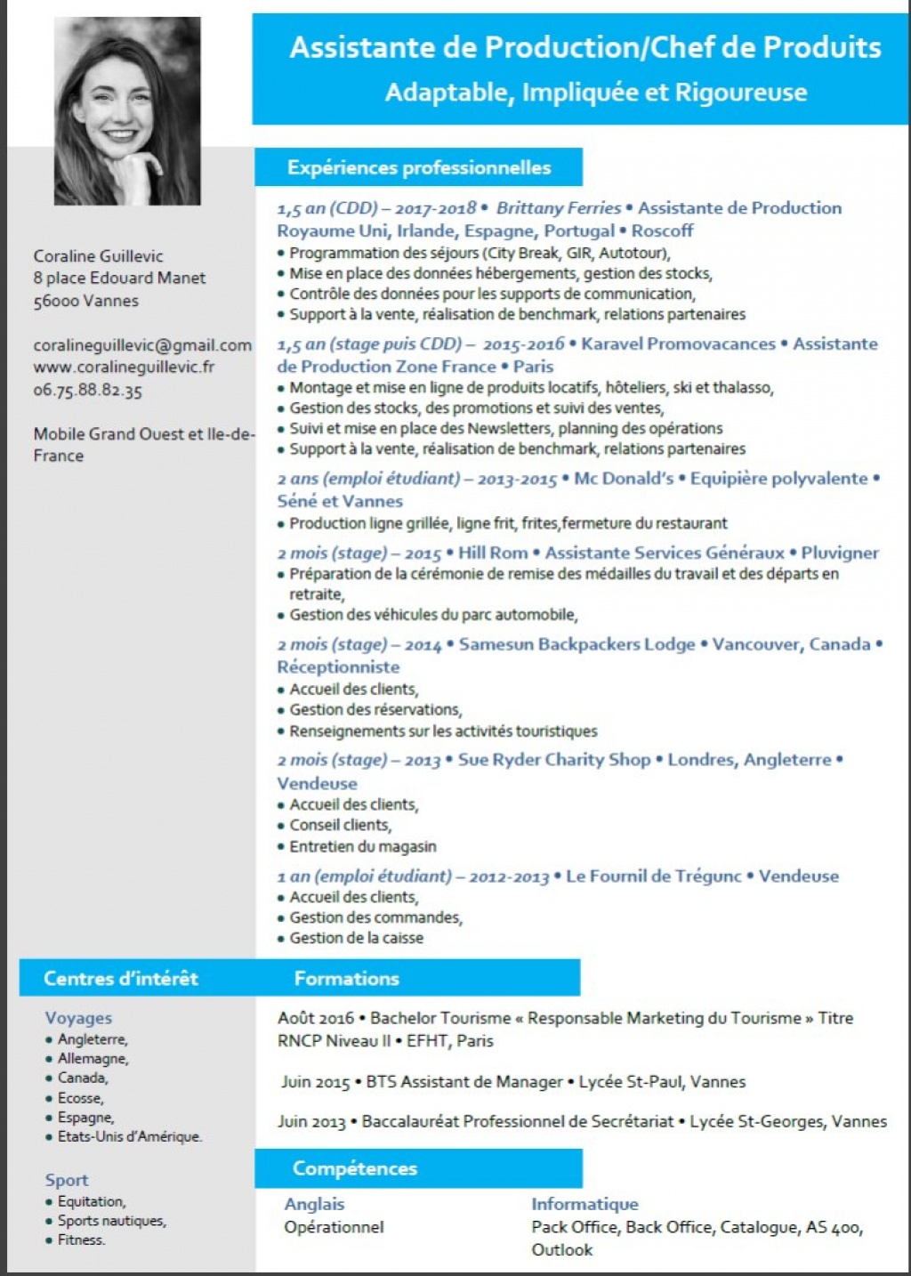 Cv Assistante De Production Chef De Produits Petites