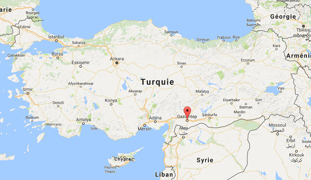 L'attentat a eu lieu à Gaziantep dans le Sud-Est de la Turquie - DR : Google Maps L'attentat a eu lieu à Gaziantep dans le Sud-Est de la Turquie - DR : Google Maps