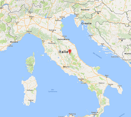 L'épicentre du séisme est localisé à 150 km au nord de Rome près de Norcia - DR : Google Maps