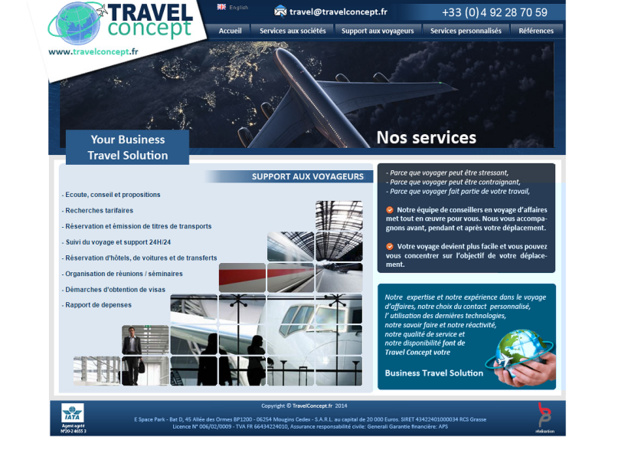 Travel Concept est une société spécialisée dans les voyages d'affaires - Capture d'écran Travel Concept est une société spécialisée dans les voyages d'affaires - Capture d'écran