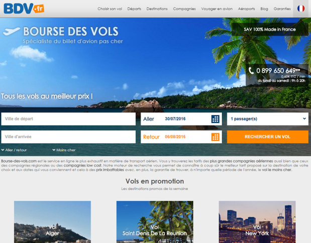 Les tendances des ventes estivales du site de vente en ligne Bourse des Vols. DR - BDV