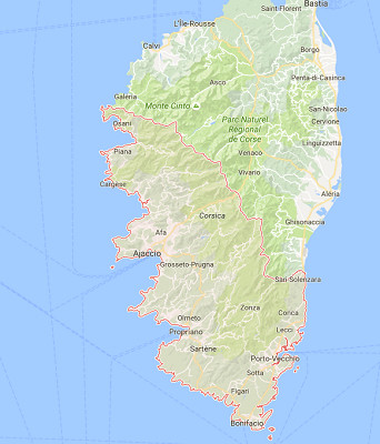 En Corse du Sud, les aéroport d'Ajaccio et de Figari ont connu des évolutions de trafic diverses en août 2016 - DR : Google Maps