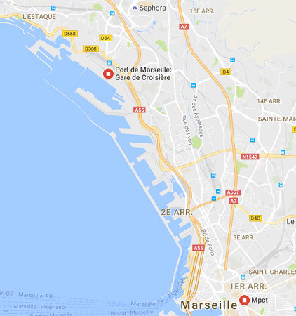 Le navire est resté au MPCT ce mercredi 14 septembre 2016 - DR : Google Maps Le navire est resté au MPCT ce mercredi 14 septembre 2016 - DR : Google Maps