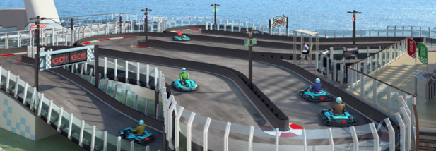 Le futur Norwegian Joy, qui naviguera en Chine, sera équipé d’une piste de karting sur 2 étages - DR : NCL