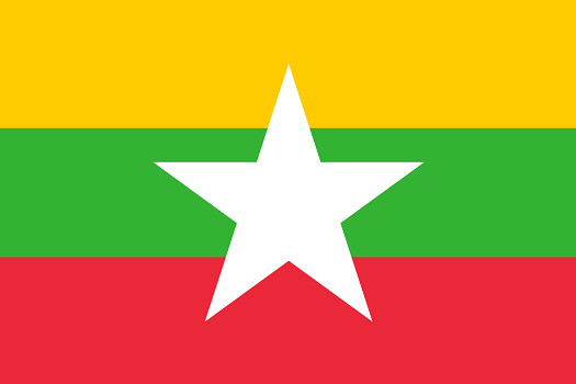 Drapeau de la Birmanie - DR : Wikipedia Drapeau de la Birmanie - DR : Wikipedia