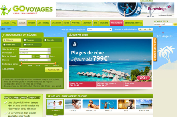 Le site Go Voyages appartient au groupe eDreams Odideo - DR Le site Go Voyages appartient au groupe eDreams Odideo - DR