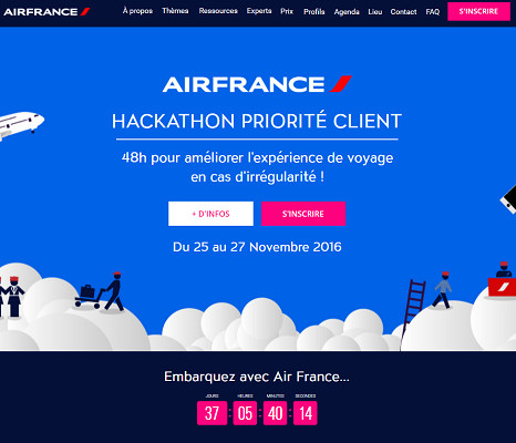 Le Hackathon Priorité Client d'Air France se déroulera du 25 au 27 novembre 2016 - capture d'écran Le Hackathon Priorité Client d'Air France se déroulera du 25 au 27 novembre 2016 - capture d'écran