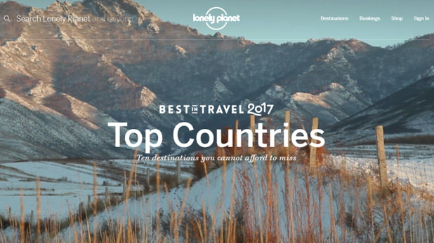Lonely Planet dévoile le classement des destinations touristiques de 2017 sur son site Internet - Capture d'écran