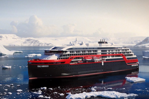 Le MS Roald Amundsen permettra la découverte approfondie des fjords Chiliens et des îles Malouines, ainsi que de l'Antarctique - DR : Hurtigruten