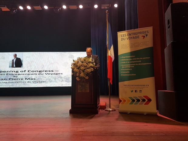 Jean-Pierre Mas, président des Entreprises du Voyage lors du Congrès au Sri Lanka - Photo CE Jean-Pierre Mas, président des Entreprises du Voyage lors du Congrès au Sri Lanka - Photo CE