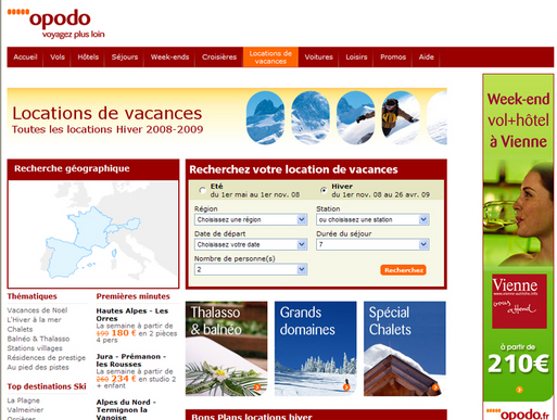 Locations hiver : Opodo.fr lance une nouvelle version de son moteur