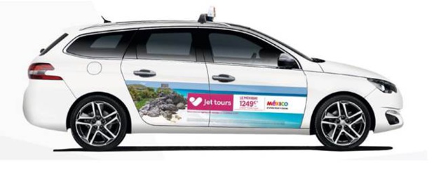 Jet tours et l'OT du Mexique s'affiche sur les taxis parisiens