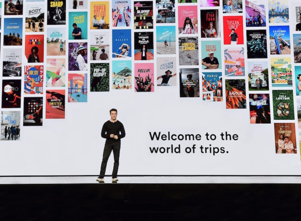 "Nous voulons rendre le voyage magique en mettant les gens au cœur de chaque voyage." déclare Brian Chesky, CEO d'Airbnb, sur la scène du Airbnb Open à Los Angeles (c) Airbnb