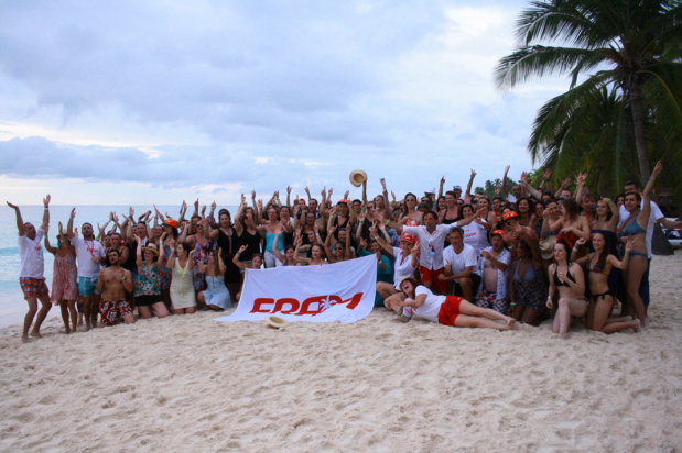 Sur la plage de Saona, les 130 agents invités du méga éductour Framissima Punta Cana – DR : HL