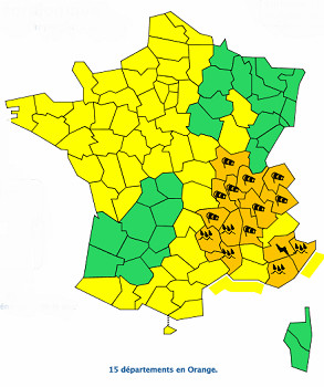 Météo France place 15 départements en vigilance orange - DR : Météo France