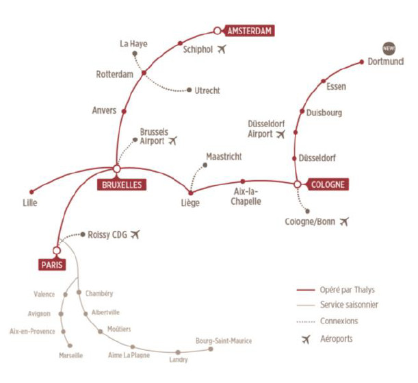 Thalys opèrera en direct en Allemagne et lance une 5ème liaison vers Essen Thalys opèrera en direct en Allemagne et lance une 5ème liaison vers Essen