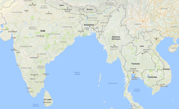 L'Inde et le Vietnam vont être frappés respectivement par un cyclone et une tempête - Carte GoogleMap