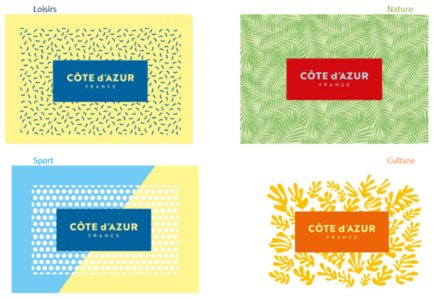 Les différentes déclinaisons du nouveau logo de Côte d'Azur France - DR : Côte d'Azur Tourisme