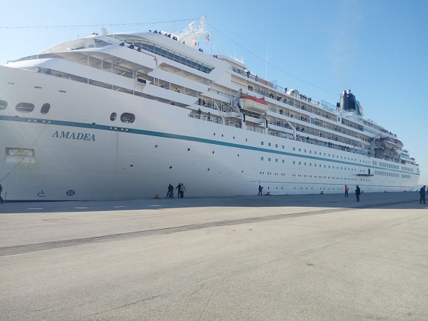 L'Amadea MS est le deuxième navire de croisière à faire escale à la Goulette depuis la reprise des escales de croisières à Tunisi - Photo : Port de la Goulette