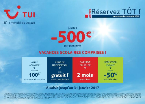 TUI : jusqu'à 500 € de réduction par personne avec l'opération 