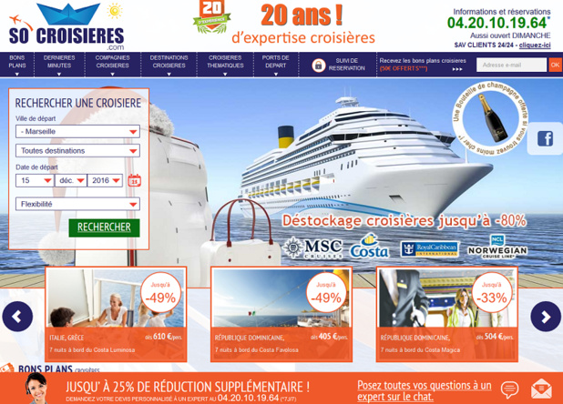 Le nouveau site SoCroisières.com lancé par Patrick Gaudfrin - Capture écran