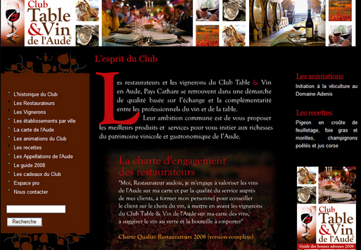 Le ''Club Table et Vins de l'Aude'' sur Internet