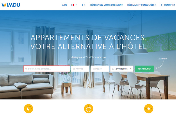 Le site Wimdu propose à la location des logements privés - Capture écran