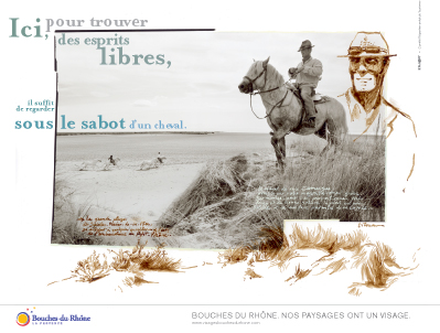 Le visuel dédié à la Camargue et créé par Titouan Lamazou
