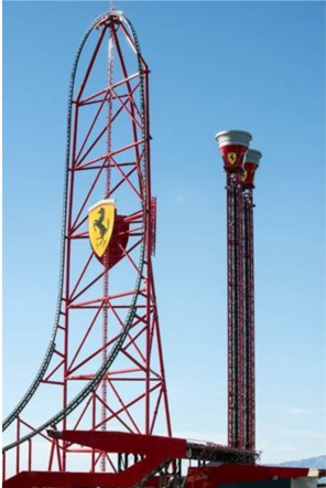 L'Accélérateur Vertical attraction phare du nouveau parc Ferrari Land à Port Aventura - DR