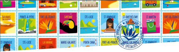 Air Caraïbes fait la promotion de ses destinations des Caraïbes sous la forme de timbres - DR : Air Caraïbes