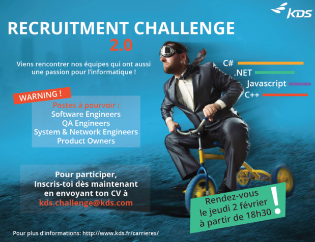 L'affiche de la prochaine édition du "Recruitment Challenge" de KDS - DR : KDS L'affiche de la prochaine édition du "Recruitment Challenge" de KDS - DR : KDS