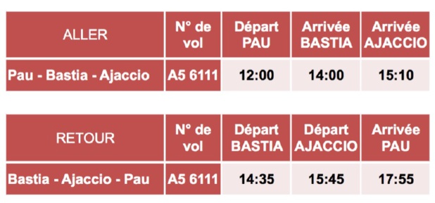 Pau : HOP! Air France desservira la Corse du 27 mai au 30 septembre 2017