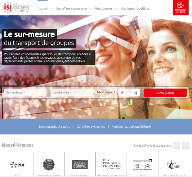 voyages.isilines.fr permet d'effectuer des demandes de devis pour des groupes - Capture d'écran voyages.isilines.fr permet d'effectuer des demandes de devis pour des groupes - Capture d'écran
