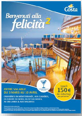 Costa Croisières relance une opération de communication à la TV ce vendredi 3 mars 2017 - DR : Costa Croisières Costa Croisières relance une opération de communication à la TV ce vendredi 3 mars 2017 - DR : Costa Croisières