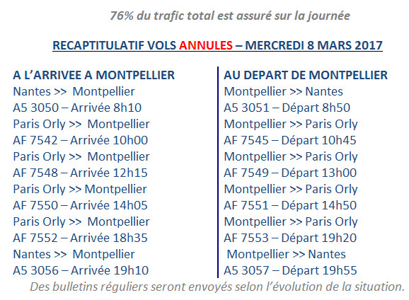 Grève des contrôleurs aériens : des dizaines de vols annulés ce mercredi 8 mars 2017