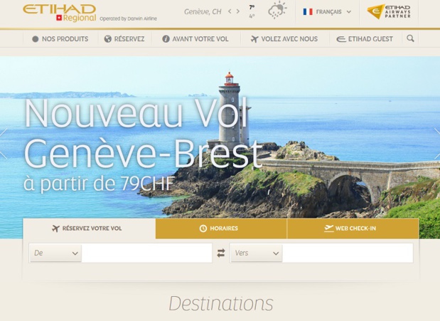 Etihad Regional va lancer une nouvelle ligne entre Genève et Brest - DR capture écran Etihad Regional va lancer une nouvelle ligne entre Genève et Brest - DR capture écran