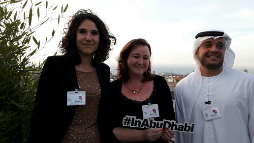 Autour de Sophie Salcedo, directrice de l’Office de Tourisme d’Abu Dhabi pour la France, Belgique et Suisse francophone, Alice Kabanoff (PR & media) et Nabeel Faris (TCA). Ici, en amont d’un workshop qui a réuni, ce 14 mars 2017, une centaine de chefs de produits et responsables d’agences à la « Terrasse Kardinal » qui domine les toits de Paris - Photo : M.S.