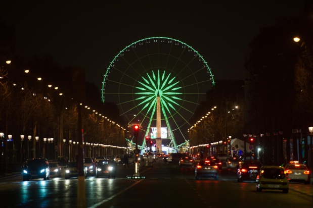 Le 17 mars, la Roue de Paris aux couleurs de l'Irlande. Photo O.T.