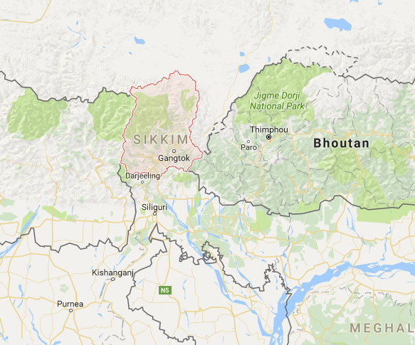 Visa en Inde : autorisation pour le Sikkim devient payante - Capture Google Map