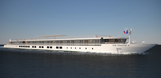 Le MS Elbe Princesse II pourra accueillir 90 passagers dans ses 45 cabines. Il sera livré début 2018. - DR : CroisiEurope