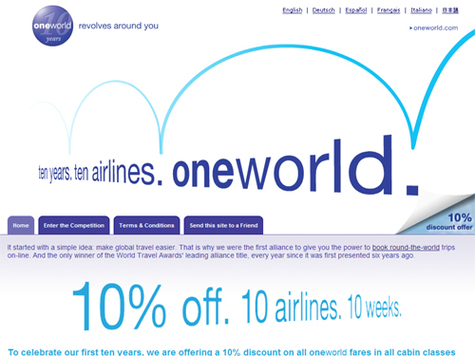 oneworld fête ses 10 ans et lance des offres spéciales