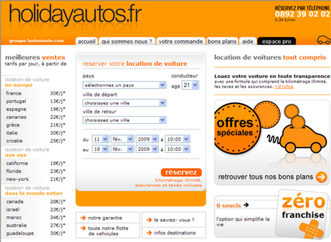 Holiday autos : 75% des résas effectuées sur le web Holiday autos : 75% des résas effectuées sur le web