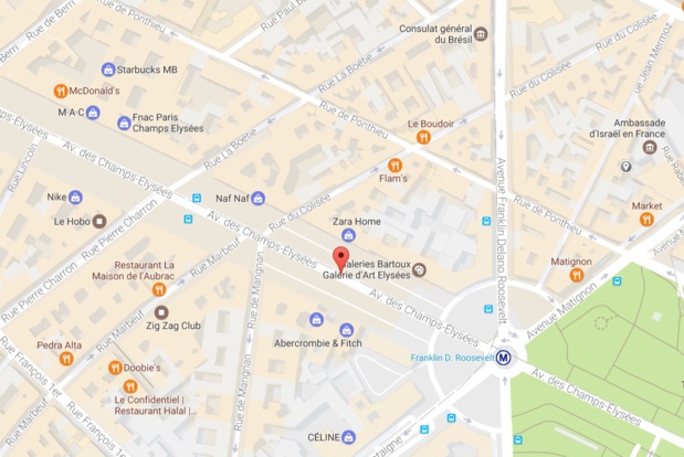 Une fusillade a eu lieu sur les Champs Elysées, un policier aurait été tué - DR GoogleMap Une fusillade a eu lieu sur les Champs Elysées, un policier aurait été tué - DR GoogleMap