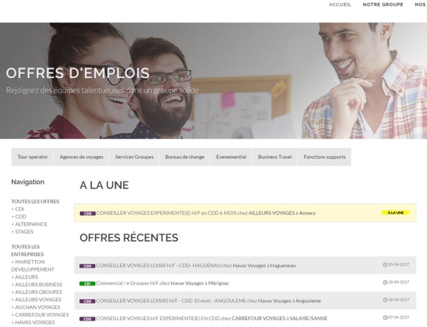 Marietton recrute des agents de voyages - DR : Capture d'écran Marietton Développement Marietton recrute des agents de voyages - DR : Capture d'écran Marietton Développement