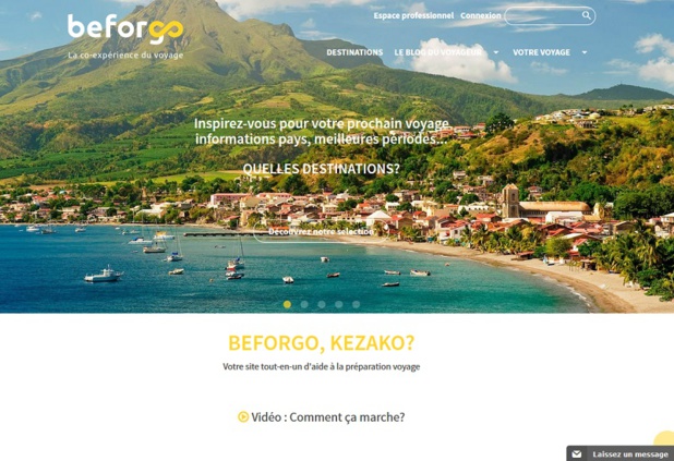 Beforgo veut à la fois séduire les voyageurs et devenir un nouveau canal de distribution pour les agences de voyages - Capture écran Beforgo